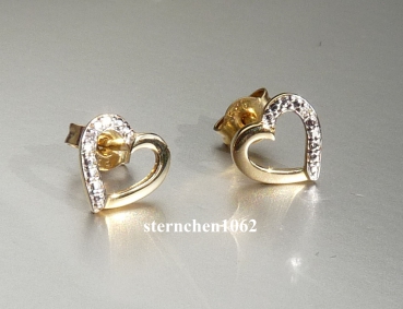 Ohrringe * Ohrstecker * 585 Gold * Diamant * Herz * Bicolor