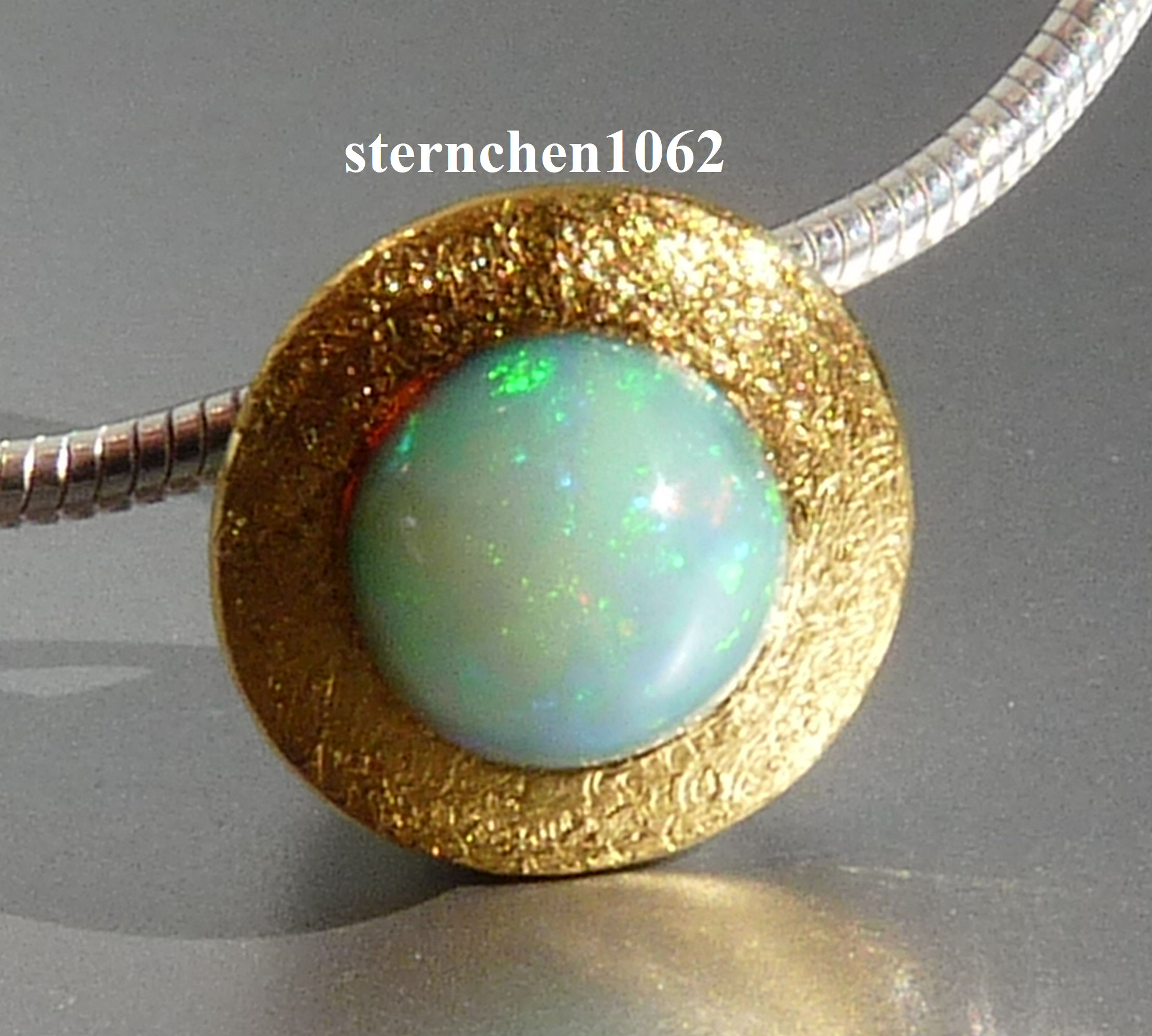 Sternchen 1062 - Einzelstück * * Halskette * Gold Anhänger 925 24 Silber ct mit Opal