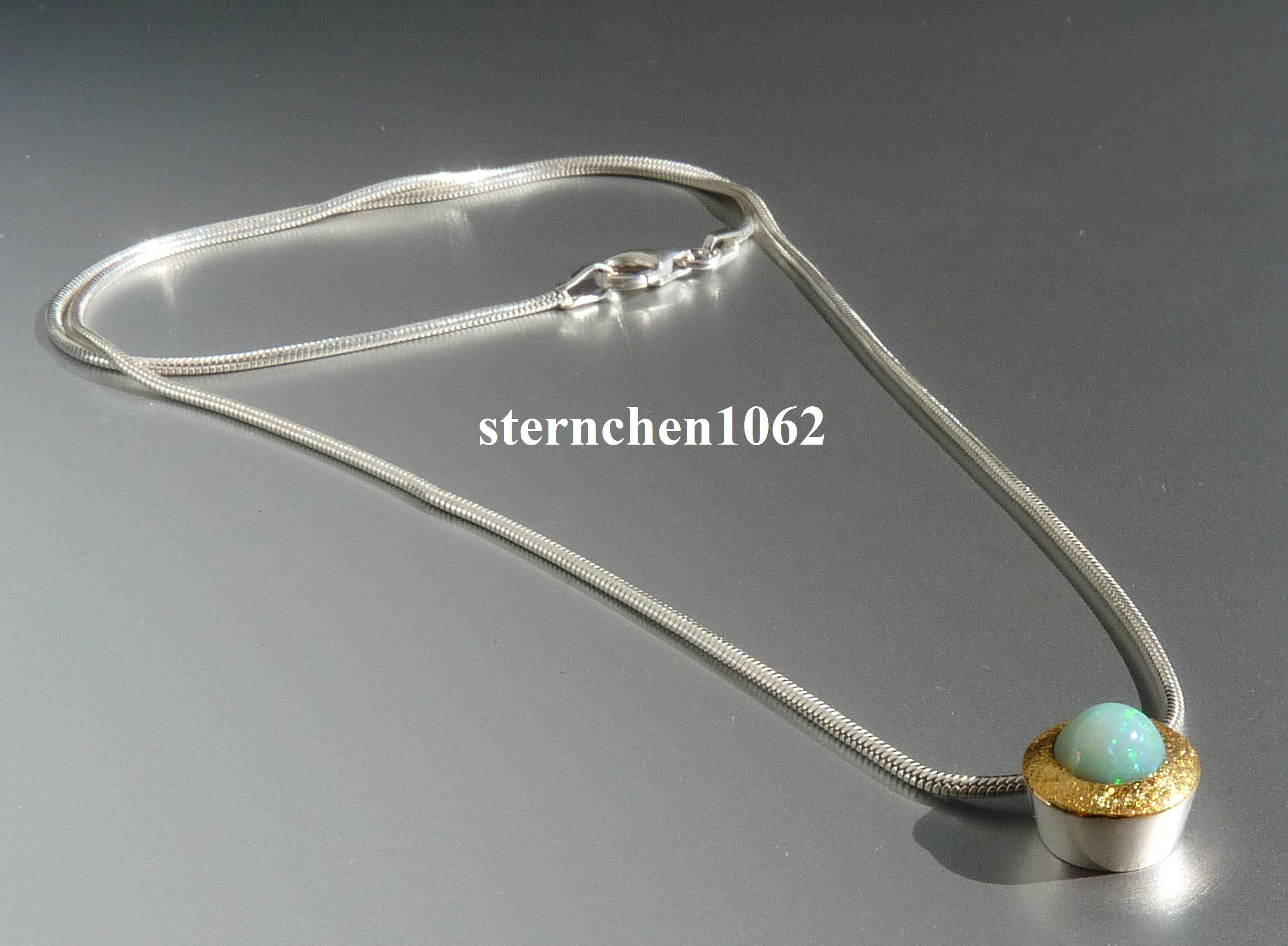 Sternchen 1062 - Halskette mit Silber Einzelstück Anhänger * ct 925 Gold 24 * Opal 