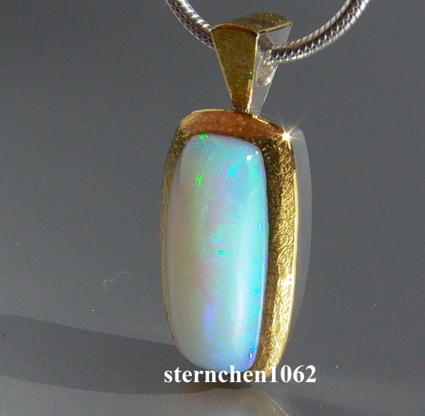 * Halskette Gold 925 Opal-Anhänger 24 - * * mit Silber Sternchen 1062 Einzelstück ct