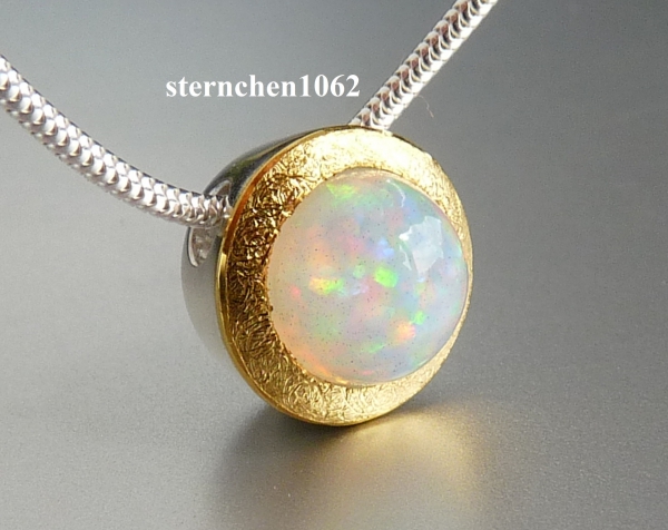 Sternchen 1062 - Einzelstück * Opal ct 925 Anhänger mit Gold * Halskette 24 Silber 